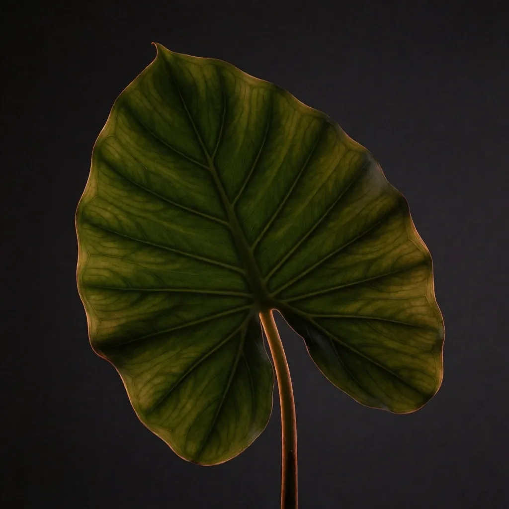 Botanical leaf study with visible veins